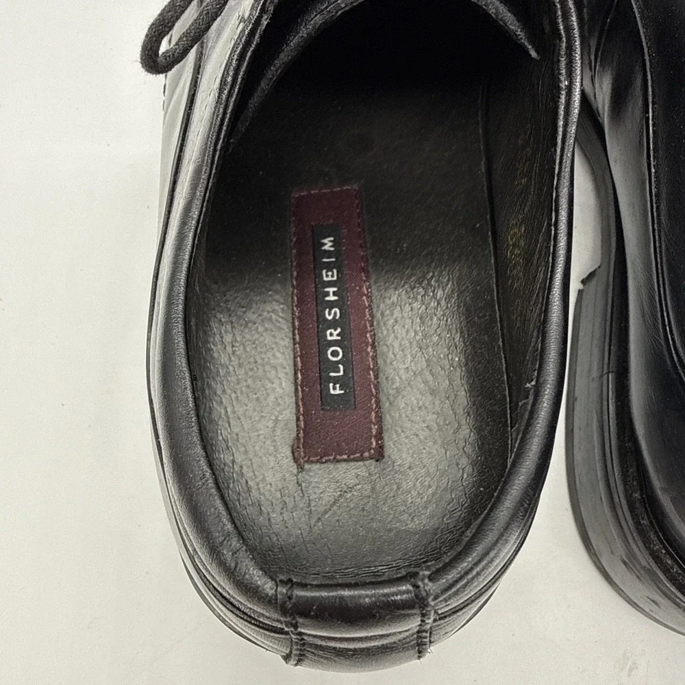 Florsheim Mens Oxford Dress Shoes Square Toe Size 9.5M Black Leather‎
